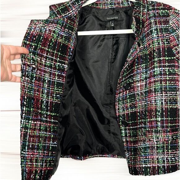 TALBOTS Tweed Jacket Blazer Multicolor Wool Blend Boxy Style size US 4 - Picture 6 of 13